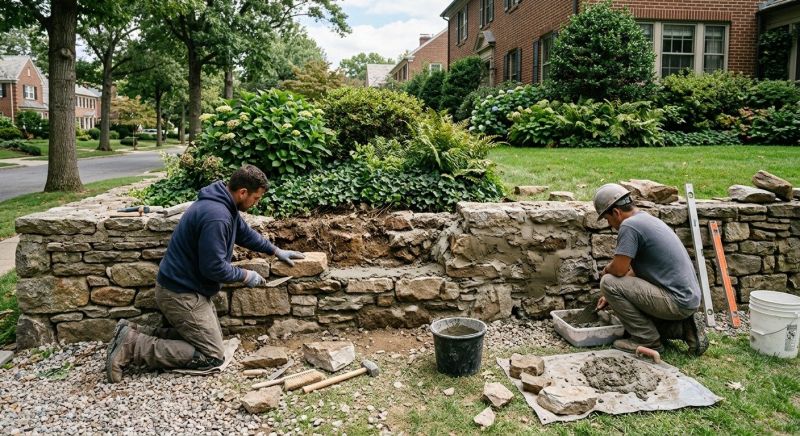Stone Wall Repair in Fort Washington, PA